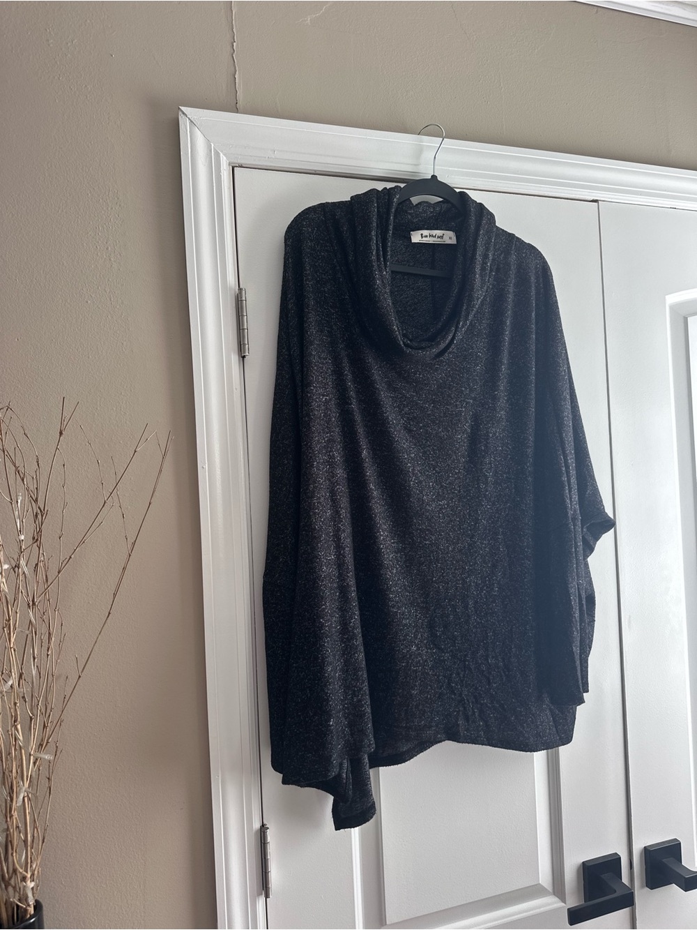 Three Birds Nest Black Cowl Neck Women's Sweater